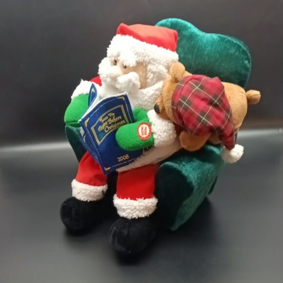 Santa Animated Reading Twas The Night Before Christmas with Teddy Bear - Picture 3 of 7